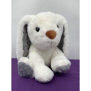 Spark Create Imagine White Bunny Rattle with Gray Minkie Feet Ears Embroidered E